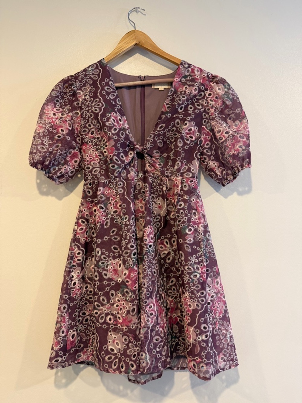 Altar'd State Lace Purple Mini Dress Size Small floral lined - Picture 2 of 14